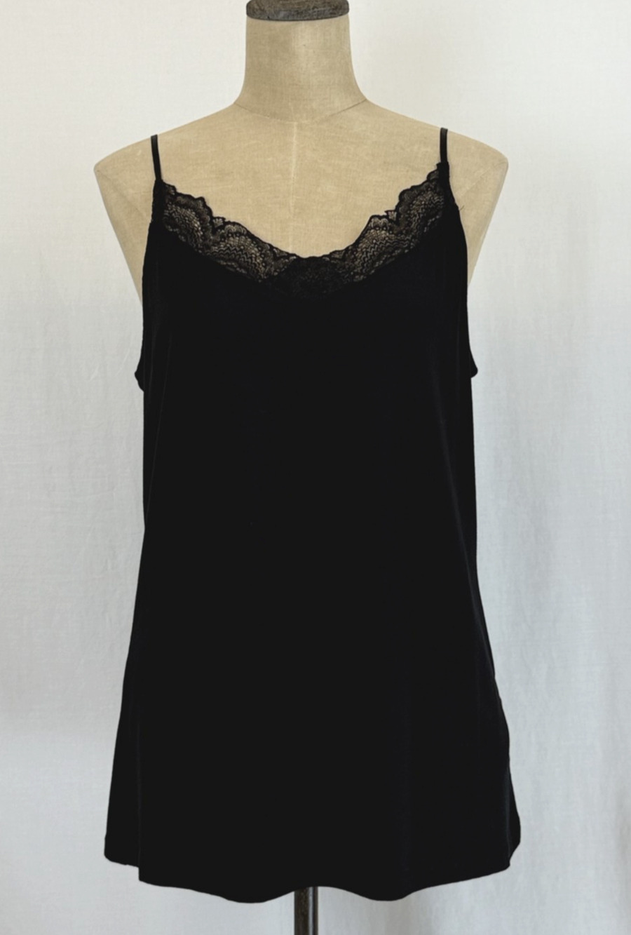 NWT Soya Concept BOUTIQUE Black Tank Top w/ Lace Detail #0417 XXL